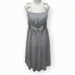Marc JACOBS Silver  Grey Silk Pleated Pinstripes Embellished Tented Dress Size 6